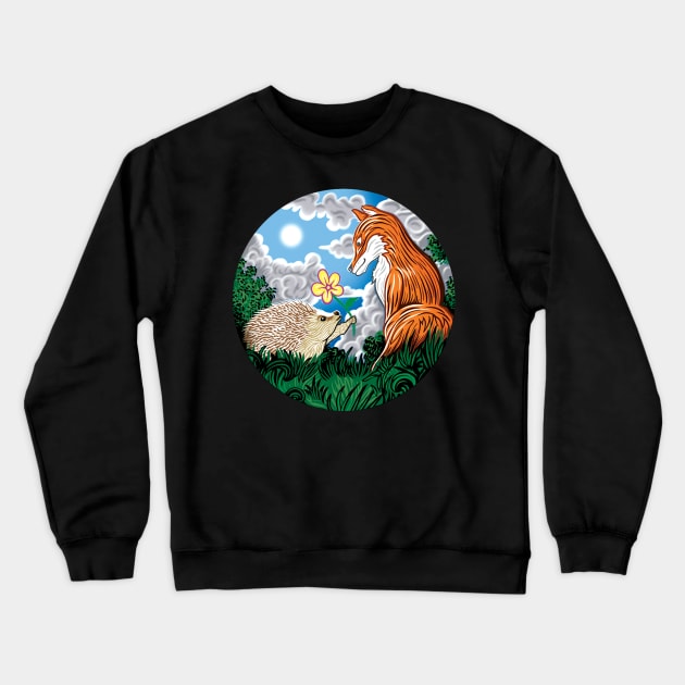 Fox and Hedgehog Friends Crewneck Sweatshirt by SunnyDaysNH